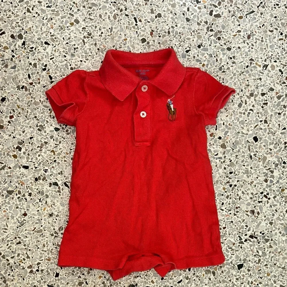Ralph Lauren red large pony onsie polo 3 month